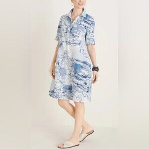 Chico’s Linen Santorini Print Shirt Dress